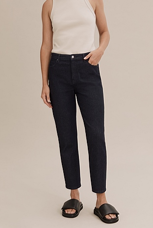 Cotton High Waist Straight Jean