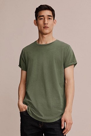 Australian Cotton Short Sleeve Longline Garment Dyed T-Shirt