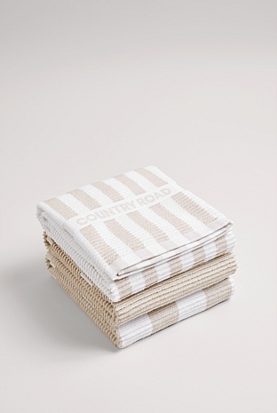 CR Stripe Australian Cotton Tea Towel Pack of 3