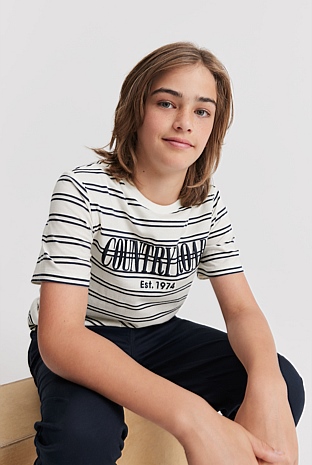 Teen Verified Australian Cotton Heritage Stripe T-Shirt