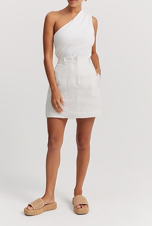 Organically Grown Linen Pocket Detail Mini Skirt