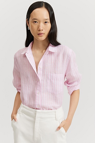 Organically Grown Linen Stripe Shirt