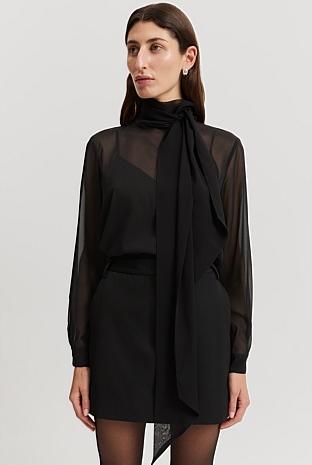 sheer pussybow blouse
