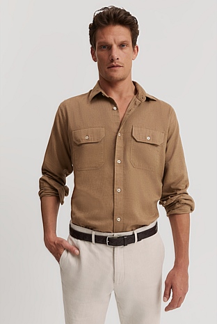 Regular Fit Organically Grown Cotton Linen Pocket Shirt