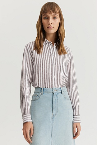 Organically Grown Linen Stripe Shirt