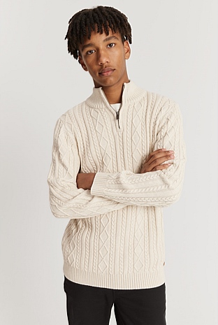 Teen Organically Grown Cotton Cable Half Zip Knit
