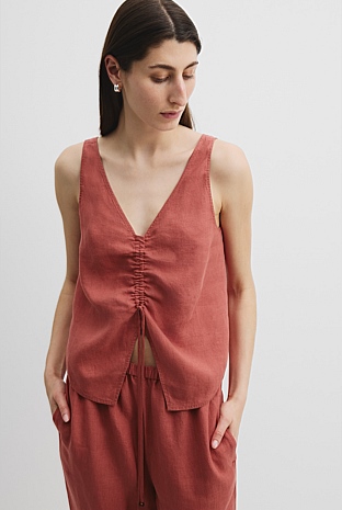 Organically Grown Linen Ruched Cami