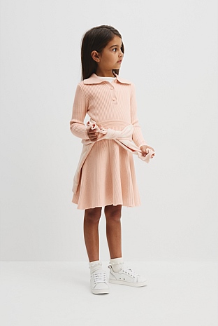 Organically Grown Cotton Blend Collared Knit Dress