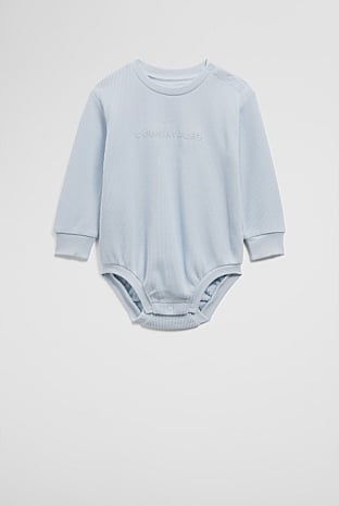 Organically Grown Cotton Waffle Logo Long Sleeve Bodysuit