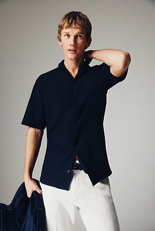 Short Sleeve Cotton Textured Shirt