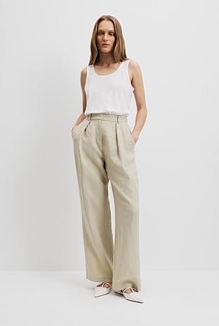 Organically Grown Linen Tuck Front Pant