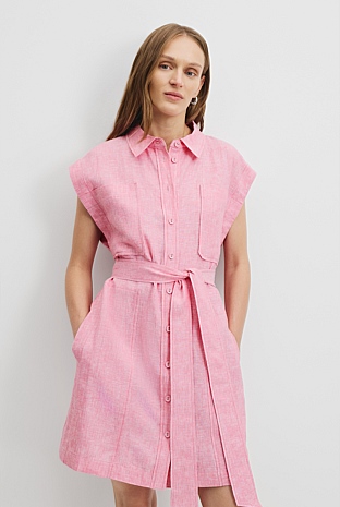 Organically Grown Linen Pocket Detail Dress