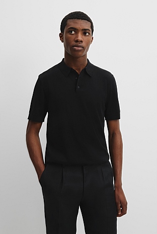 Cotton Silk Button Knit Polo