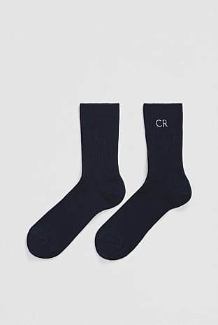 Australian Cotton Blend CR Classic Logo Rib Three-Quarter Crew Sock