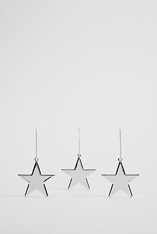 Metallic Star Glass Decoration Set of 3