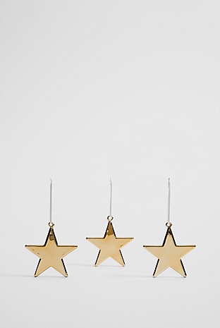 Metallic Star Glass Decoration Set of 3