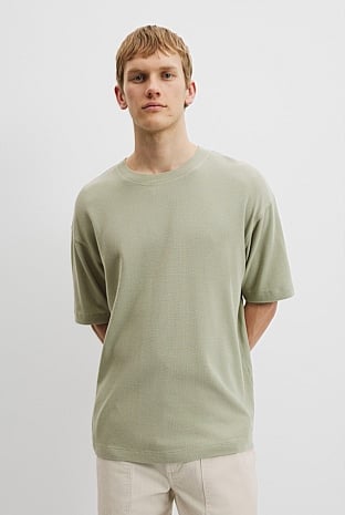 Relaxed Fit Cotton Blend Textured T-Shirt