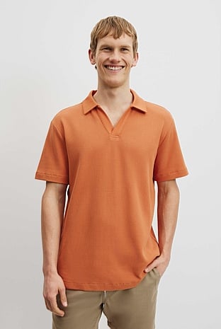 Australian Cotton Relaxed Waffle Polo