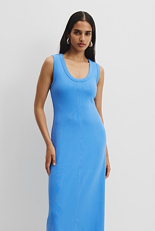 Australian Cotton Blend Rib Scoop Dress