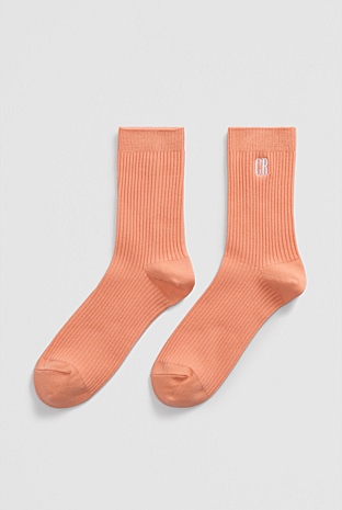 Australian Cotton Blend CR Ribbed Three-Quarter Crew Sock