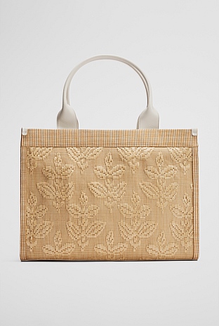 Embroidered Straw Tote