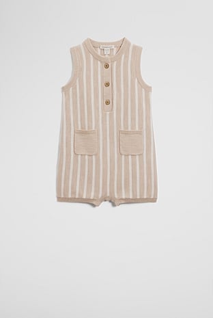 Organically Grown Cotton Stripe Knit Romper