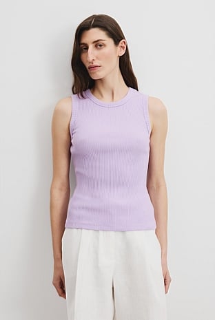 Australian Cotton Blend High Neck Rib Tank