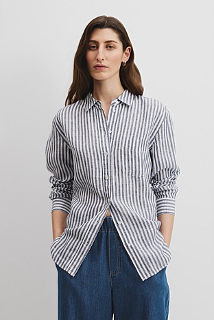 Organically Grown Linen Stripe Shirt