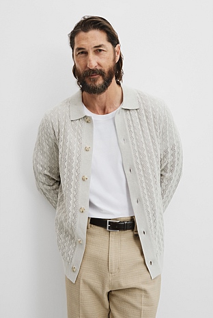 Australian Cotton Linen Pattern Knit Shirt