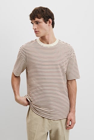 Australian Cotton Textured Stripe Short Sleeve T-Shirt