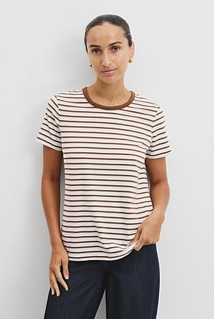 Australian Good Earth Cotton Slub Stripe T-Shirt