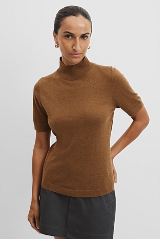 Australian Merino Wool Silk Short Sleeve Knit