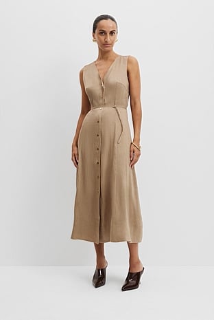 Organically Grown Linen Sleeveless Midi Dress