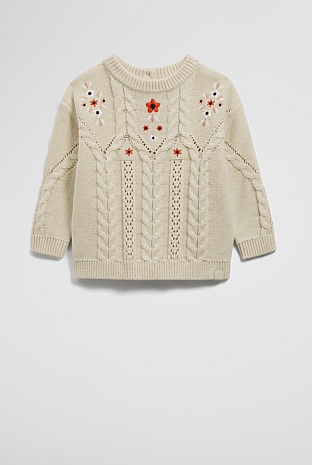 Embroidered Knit Pullover