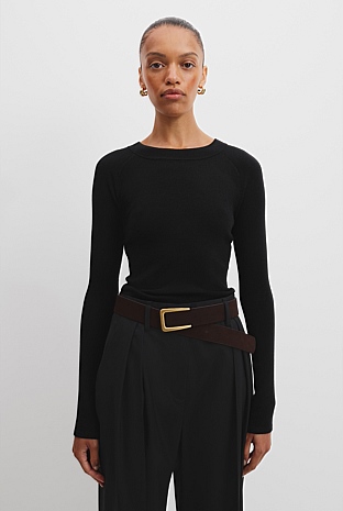 Australian Merino Wool Silk Long Sleeve Knit
