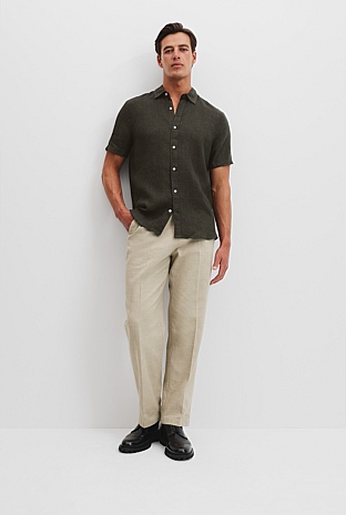 Regular Fit Organically Grown Linen Short Sleeve Shirt
