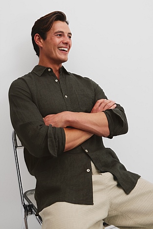 Regular Fit Organically Grown Delave Linen Shirt