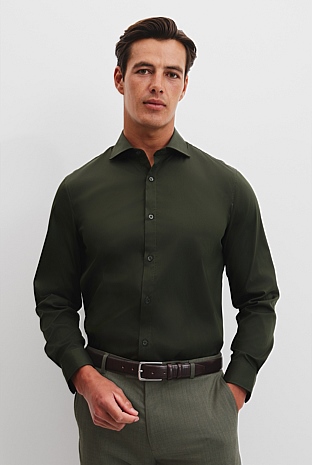 Tailored Fit Cotton Blend Stretch Shirt