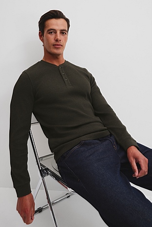 Australian Cotton Waffle Henley