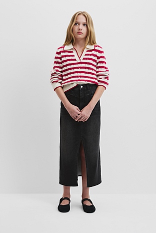Teen Denim Midi Skirt