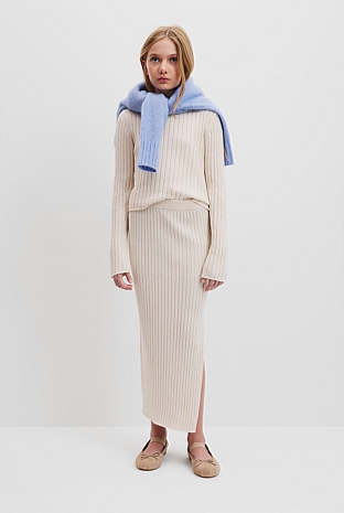 Teen Organically Grown Cotton Rib Knit Midi Skirt