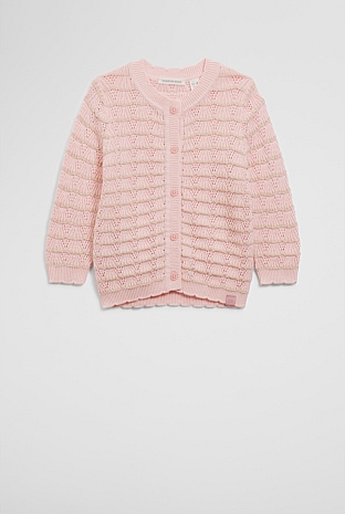 Organically Grown Cotton Crochet Knit Cardigan