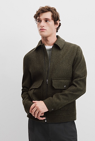 Recycled Wool Blend Zip Through Jacket
