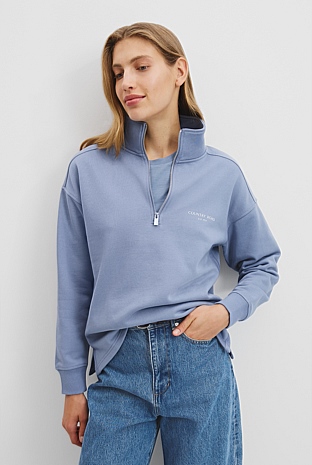 Australian Cotton Zip Collar Sweat