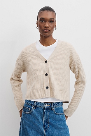 Australian Merino Wool Rib Knit Cardigan