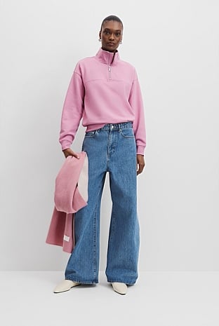 Australian Cotton Logo Neck Zip Sweat