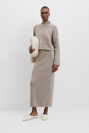 Melange Mock Neck Knit