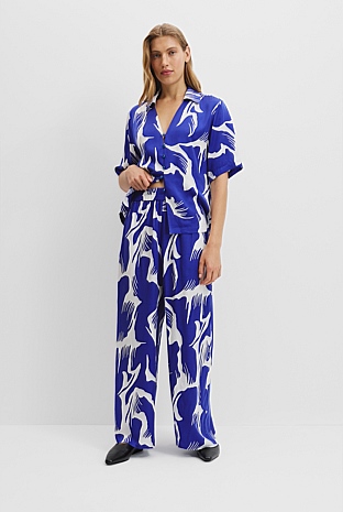 Print Cupro Pull On Pant