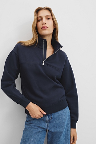 Australian Cotton Logo Neck Zip Sweat