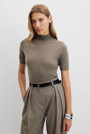 Australian Merino Wool Silk Short Sleeve Knit
